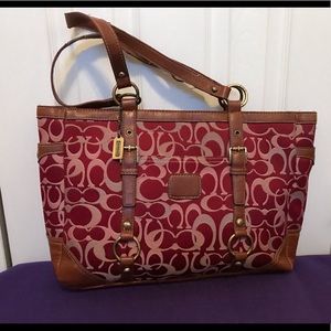 Coach purse / shoulder bag - red & tan